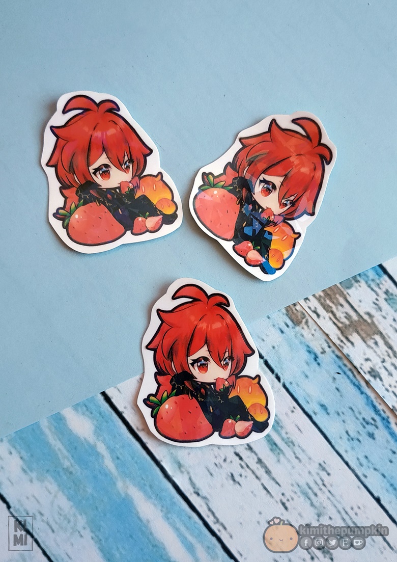 Diluc Ragnvindr strawberry stickers Genshin Impact - kimithepumpkin's ...