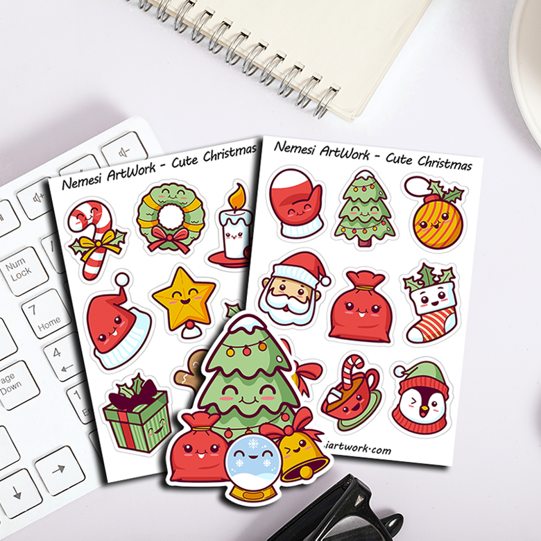 Cute Christmas Time Stickers - Bullet Journal, Planner, Scrapbook