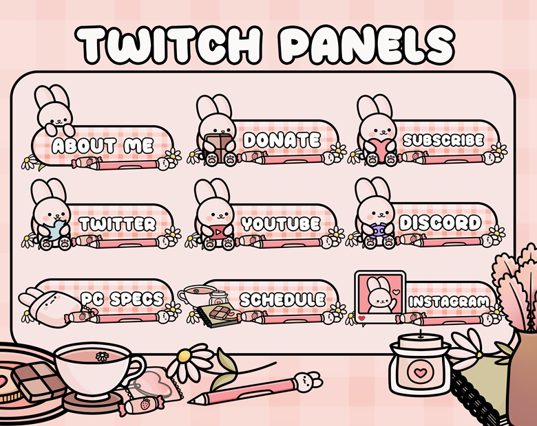 Animated Twitch Overlay Lofi Kawaii Windows Customizable -  in