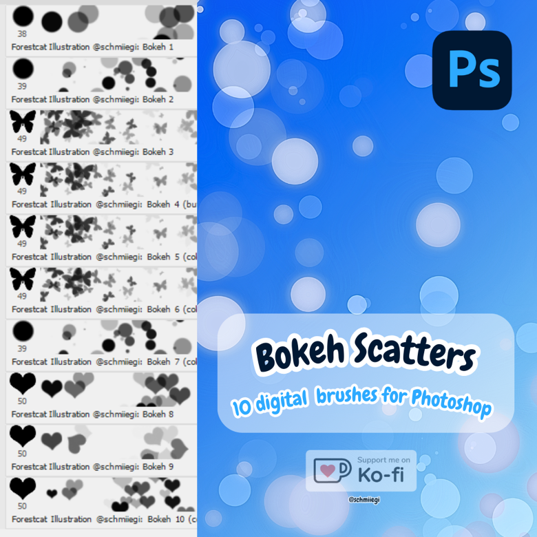 Photoshop: 10x Bokeh Brushes - Vivi | Forestcat Illustration's Ko-fi ...