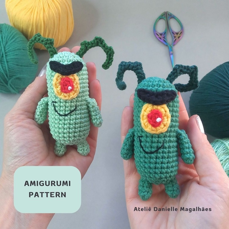 Plankton amigurumi crochet pattern Ateliê Danielle Magalhães's Kofi