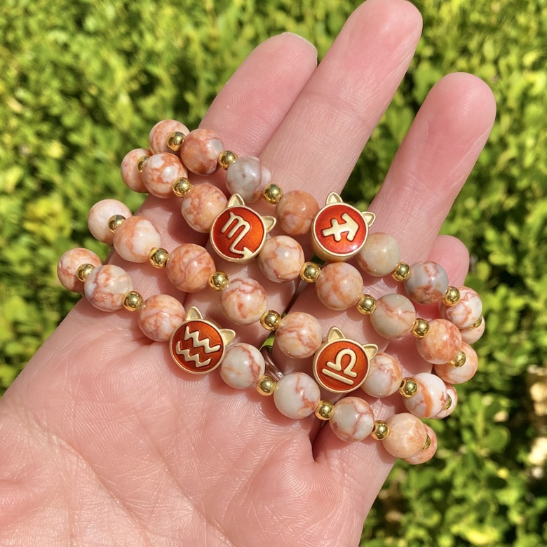 Dali jasper zodiac kitty charm bracelet lunary designs crystal shop s