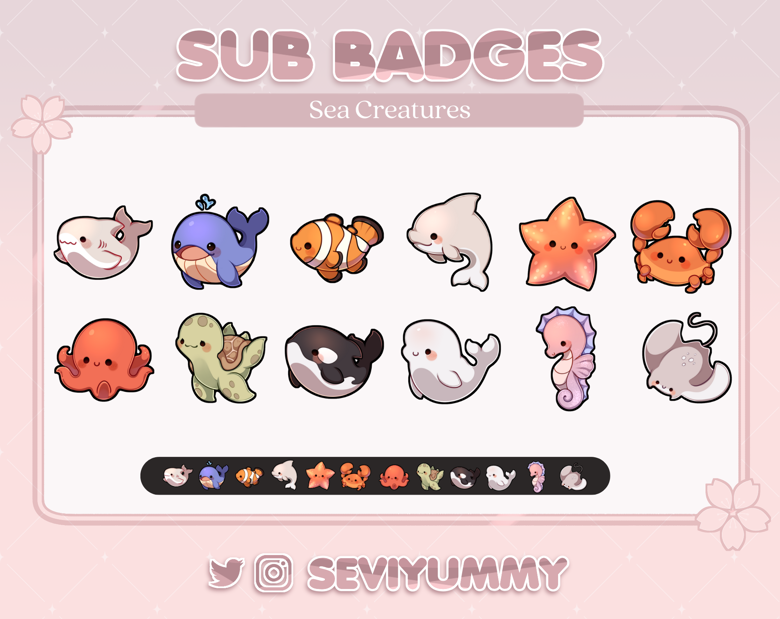 12 Twitch Sub Badges | Sea creatures | Animals | Ocean | Pretty ...