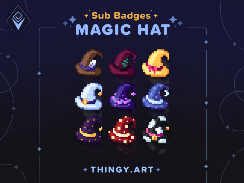 Magic Hat Badges - Thingy's Ko-fi Shop - Ko-fi ❤️ Where creators get  support from fans through donations, memberships, shop sales and more! The  original 'Buy Me a Coffee' Page.