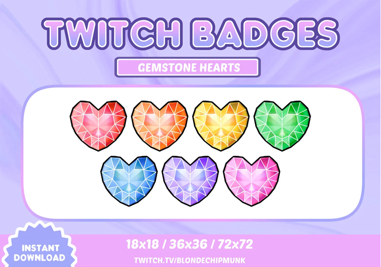 Twitch sub/bit badges // Crystal gem stones