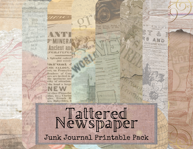 Old Paper Junk Journal Pages  Vintage Paper Background Set - So