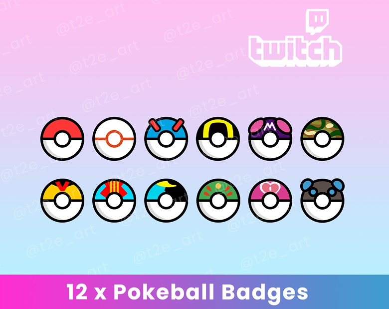 Poke Balls Twitch Sub / Cheer Badges Pixel Art - seaosaur's Ko-fi