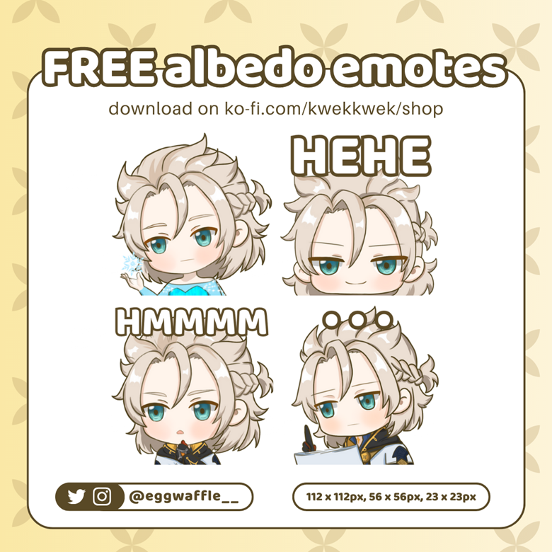 Genshin Impact Free To Use Albedo Emotes Stickers Kwek Kwek 蘭 Drawing Relatable Genshin 