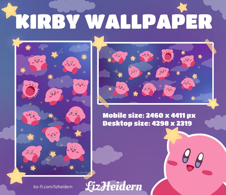Kirby Wallpaper - LizHeidern's Ko-fi Shop - Ko-fi ❤️ Where creators get  support from fans through donations, memberships, shop sales and more! The  original 'Buy Me a Coffee' Page.