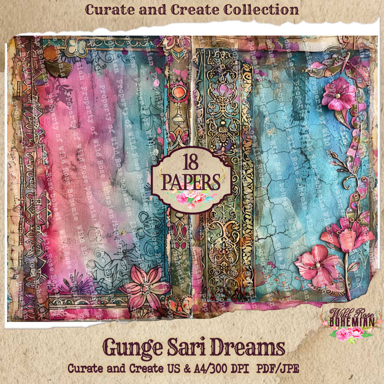 Boho Junk Journal Paper | Junk Journal Kit | Printable