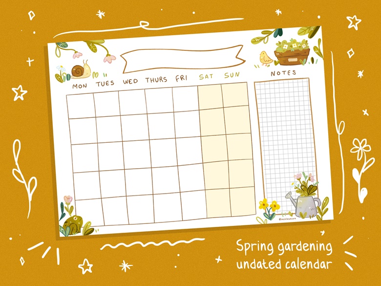 spring gardening cottagecore printable undated monthly planner printable calendar printable stationery froggy morigirl inestheunicorn s ko fi shop ko fi where creators get support from fans through donations memberships shop sales and