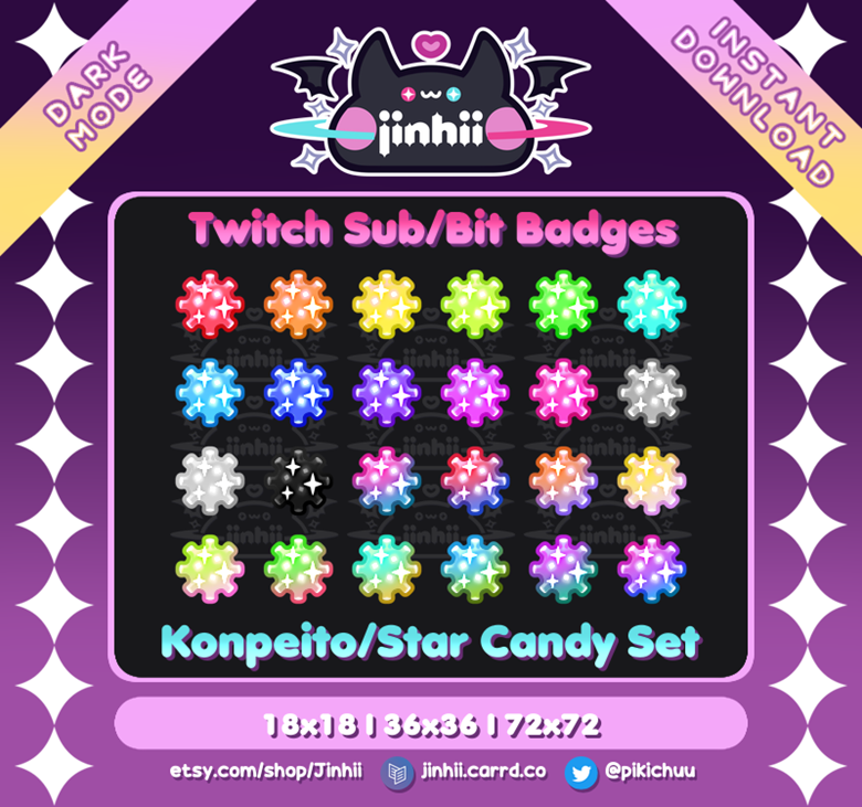 Konpeito/Star Candy Pixel Twitch Badges - Jinhii's Ko-fi Shop