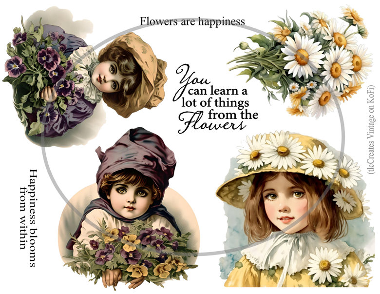 Flowers Are Happiness Printable - TlcCreatesVintage Junk Journal