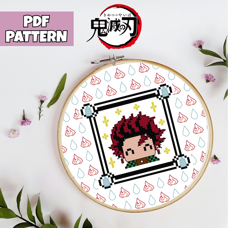 Shining Tanjiro cross stitch pattern - shina2b's Ko-fi Shop - Ko-fi ️ ...