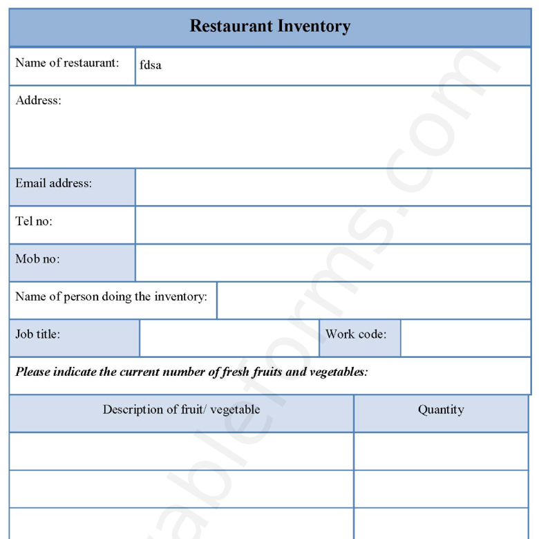 Restaurant Inventory Fillable PDF Template - Editable Forms's Ko-fi ...