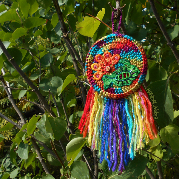 Rainbow Crochet Dreamcatcher With Embroidered Lace