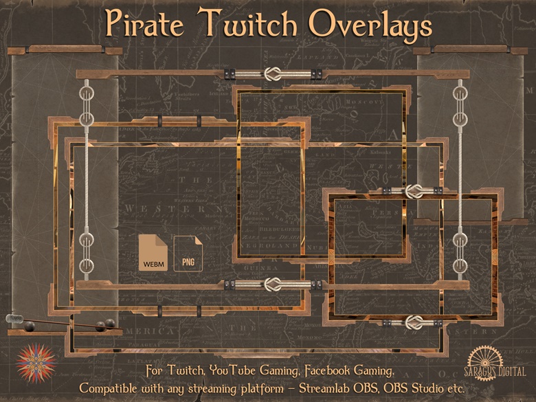 Pirate Twitch Overlay, Stream Sea Fantasy, Games and Webcam Animated  Borders, Chats, Backgrounds - SaragusDigital's Ko-fi Shop - Ko-fi ❤️ Where  creators get support from fans through donations, memberships, shop sales  and