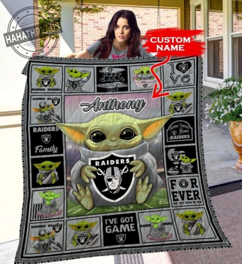 Baby Yoda Las Vegas Raiders Baby Yoda Las Vegas Raiders Quilt Blanket ...