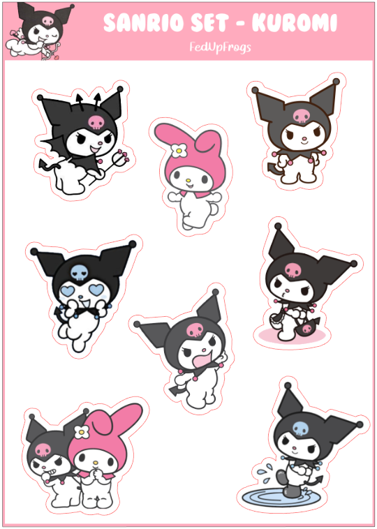 Kuromi And My Melody Sanrio Characters Cute White Bunny Sticker Sheet Fedupfrogs S Ko Fi