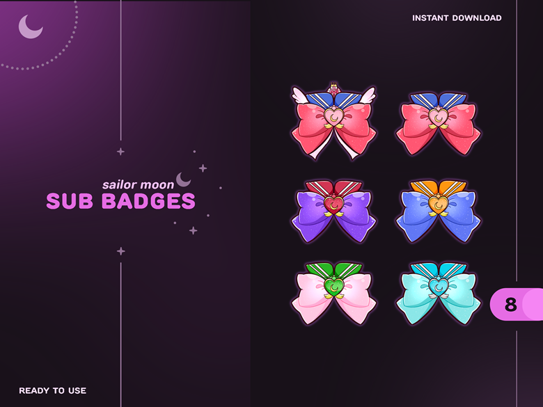 Twitch Subscriber Badges: Sailor Moon