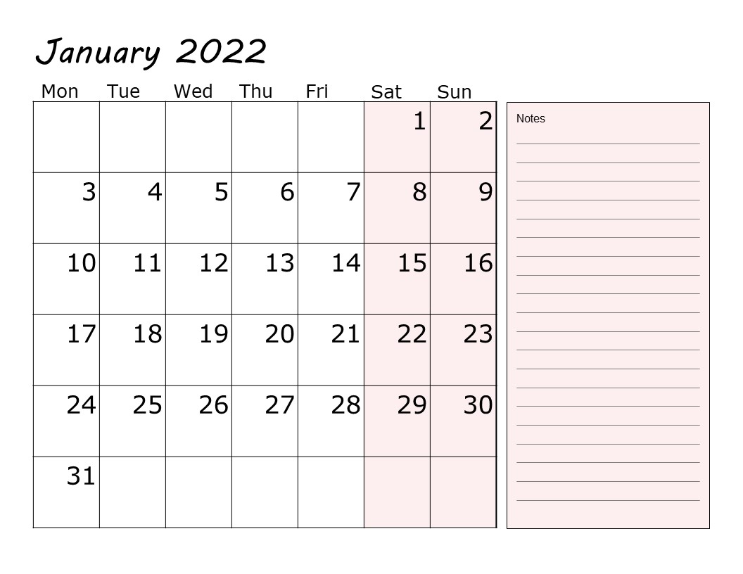 2022 Monthly Calender with notes - Printables by Shizuka DZ's Ko-fi ...