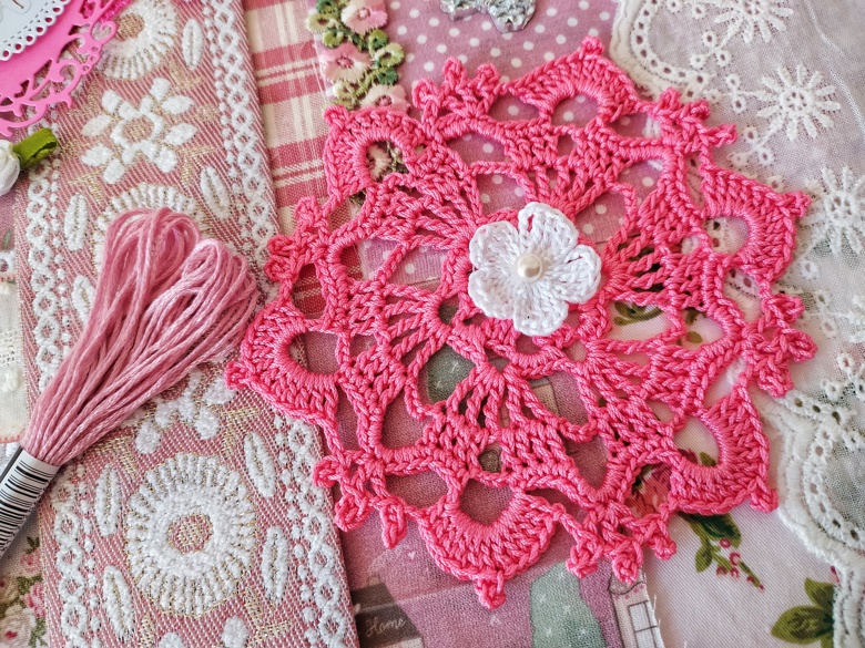 Slow Stitch Kit In PINK And White junk Journal Kit Fabric Lace Slow small-tin-box-vintage-style-romantic-kit-supplies-pink-lace-trim