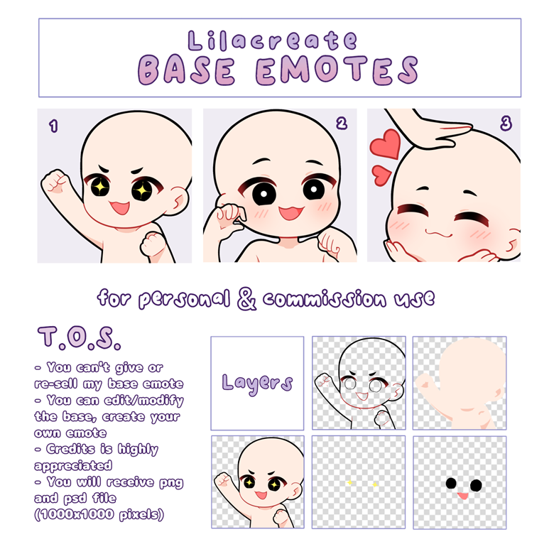 Base Emotes Pack 1 - Lilacreate's Ko-fi Shop - Ko-fi ️ Where creators ...