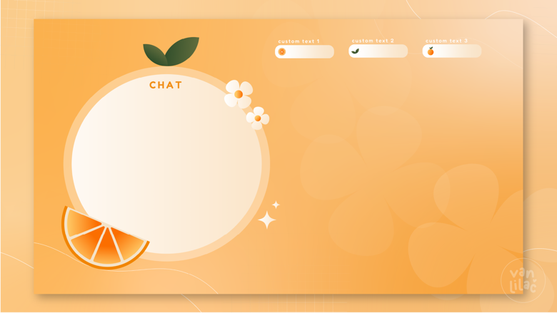 F2U / Free to Use ] Orange Overlay Streaming Pack - lilac's