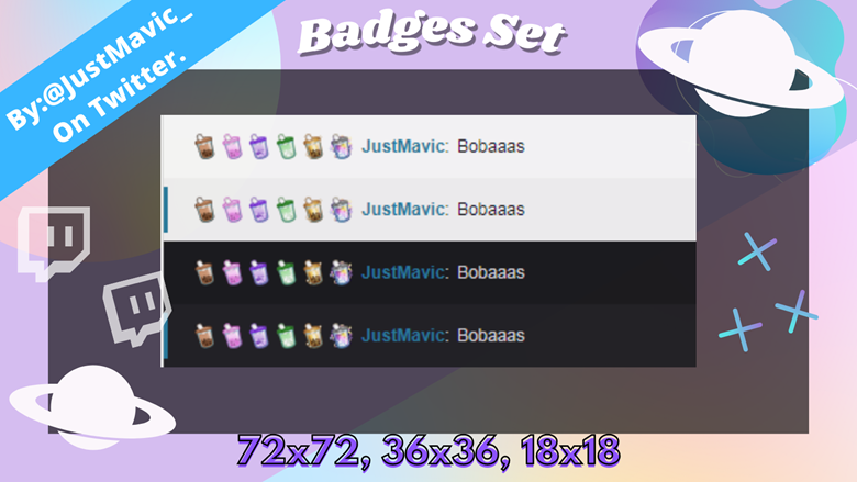 Super cute boba's badges set - twitch - Mavic's Ko-fi Shop - Ko-fi ️ ...