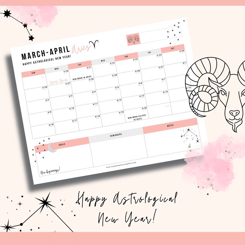 Aries Season Calendar Gitana Styling Sandra Mateu s Ko fi Shop