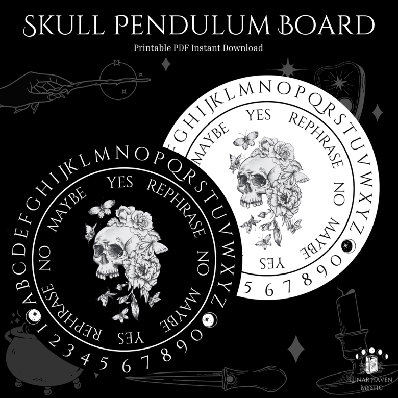 Skull Pendulum Board- Digital Download - Lunar Haven Mystic&rsquo;s Ko 