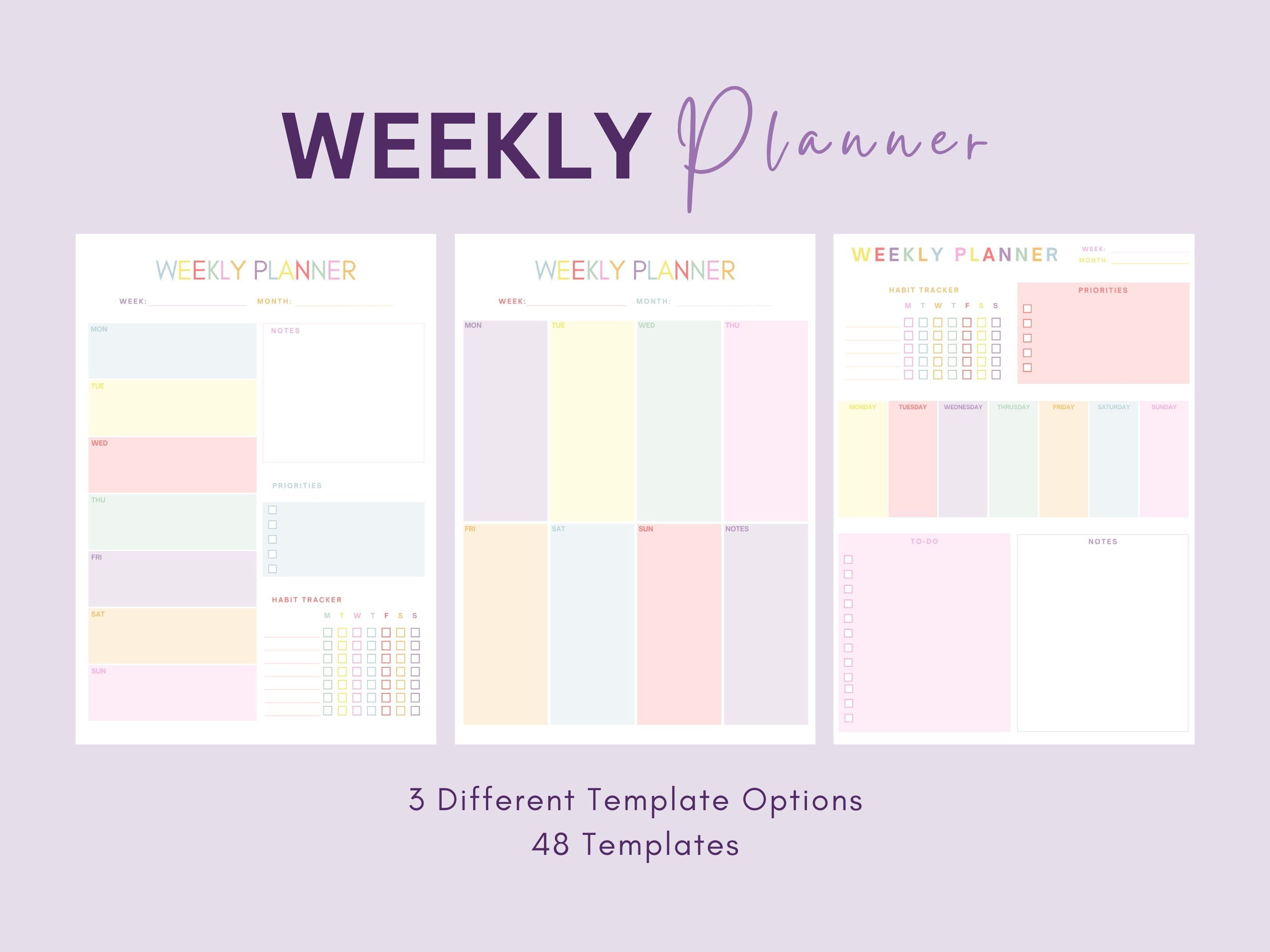 Weekly Planner | Templates | Undated Pages | Printable | Digital Use ...