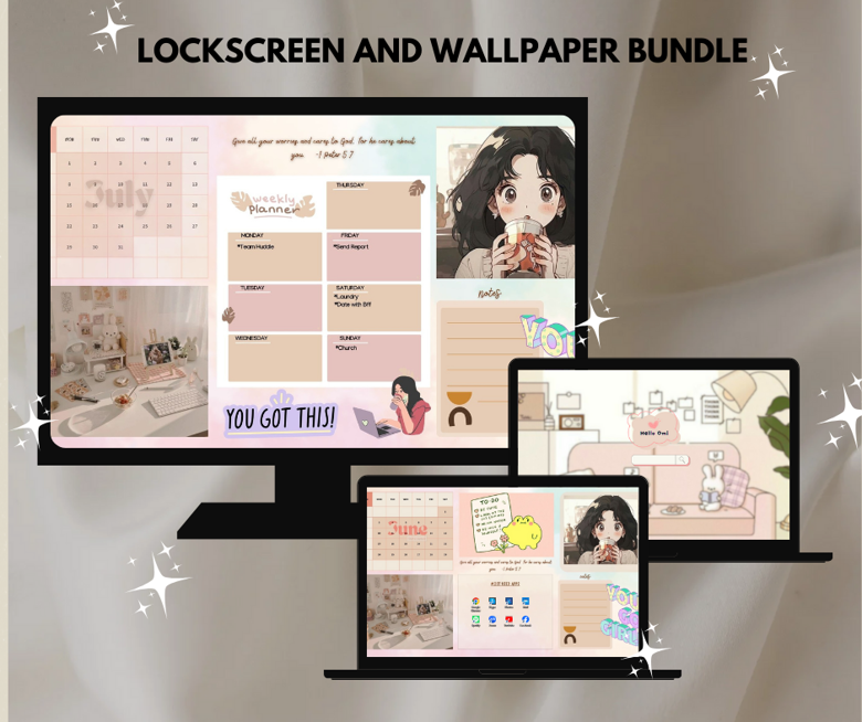 Pink themed Customizable Lock screen and Wallpaper - OMI's Ko-fi Shop ...