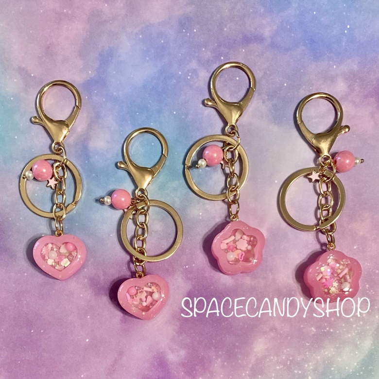 Pink Flower or Heart Shaker Charm Keychains - Kanon 's Ko-fi Shop - Ko ...