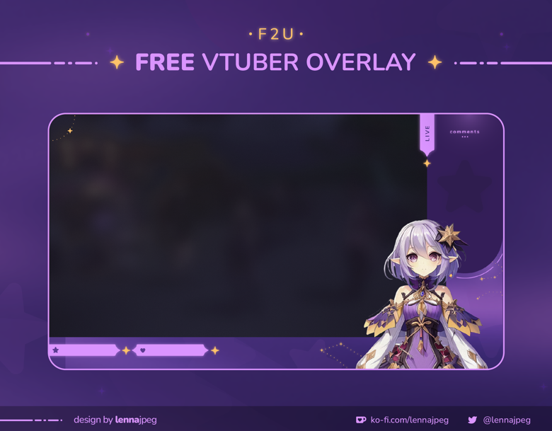 F2U | Purple Celestial VTuber Overlay | Free - Lenna's Ko-fi Shop - Ko ...