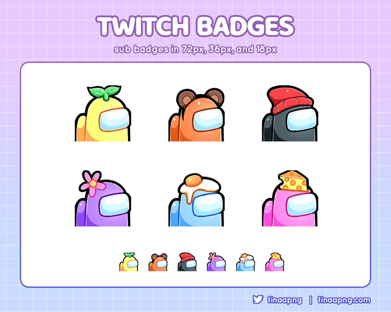 P2u 6 X Twitch Sub Badges Cheer Bit Badges Among Us Tinaapng S Ko Fi Shop Ko Fi Where Creators Get Support From Fans Through Donations Memberships Shop Sales And