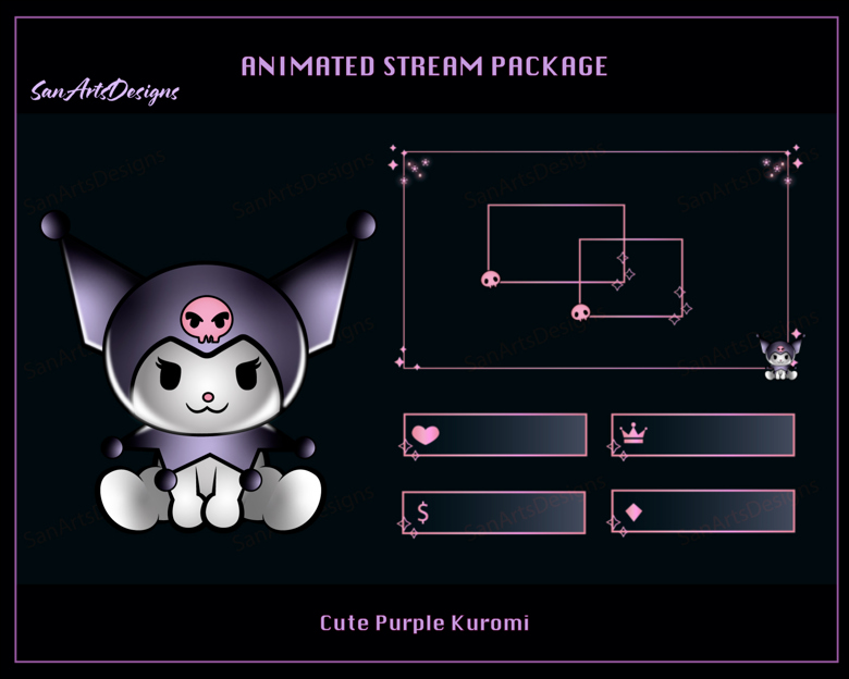 Cute Kuromi Stream Overlay Bundle for Streamers, OBS, StreamLabs ...