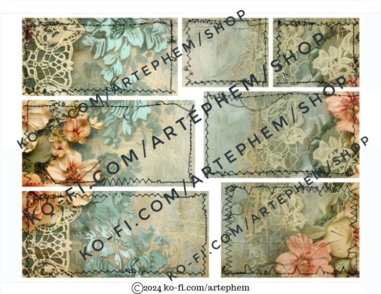 Floral Stitched Journaling Cards Freebie - Lisa Glenn's Ko-fi Shop - Ko ...