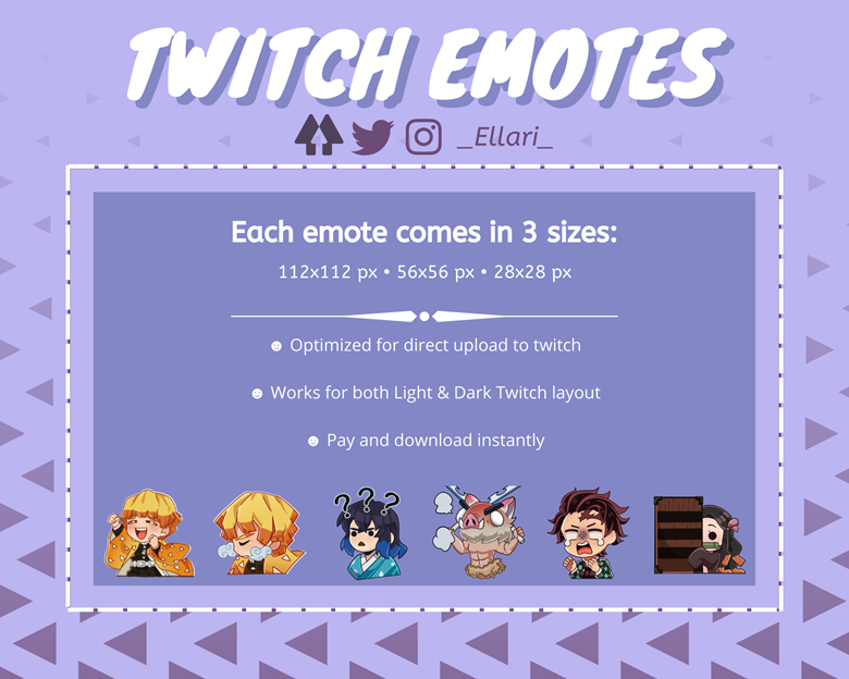 Demon Anime Characters Twitch Discord Emote 6x Bundle | Kawaii Chibi Cute