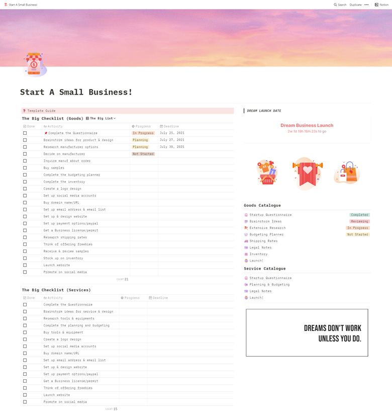 Notion Small Business Template