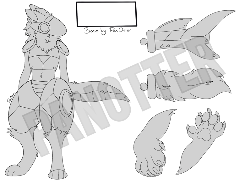 Protogen fursuit reference sheet line art