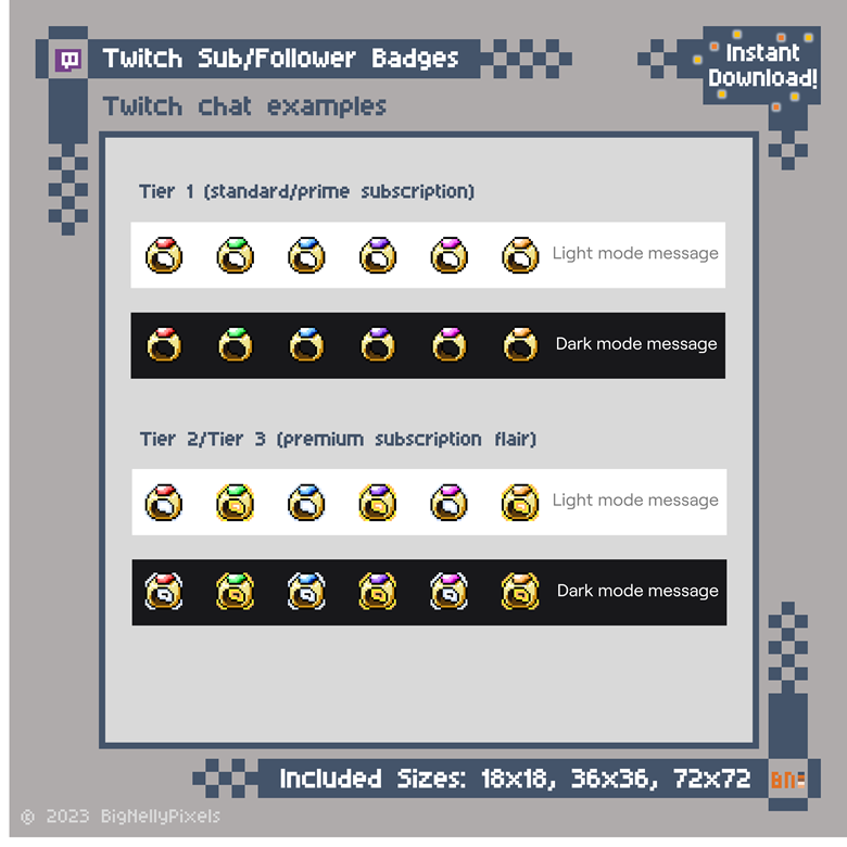 BN003 Gold Rings - Twitch, Kick, YouTube Streamer Sub/Follower/Emote ...