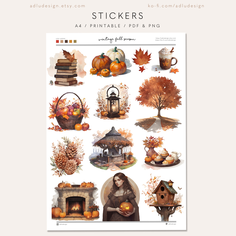 20% off Cozy Autumn Stickers Bundle – PapergeekCo