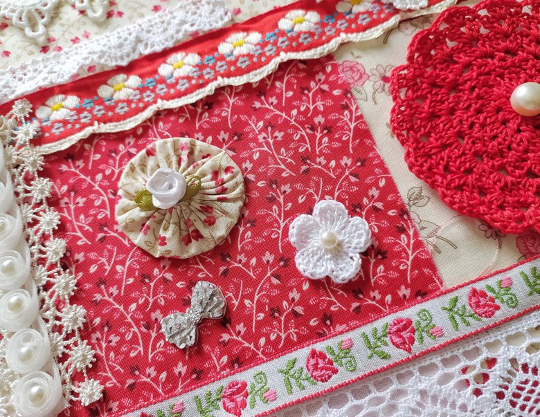 Slow Stitch Kit Ispiration RED And White Color Junk Journal Kit slow-stitch-kit-ispiration-red-and-white-color-junk-journal-kit