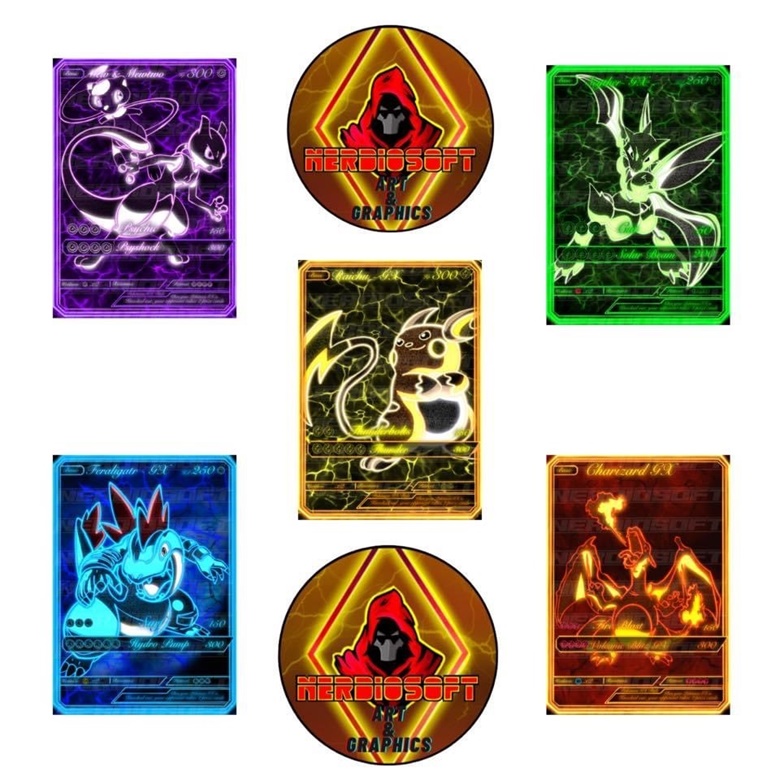 Neon Pokémon cards - Nerdiosoft 's Ko-fi Shop