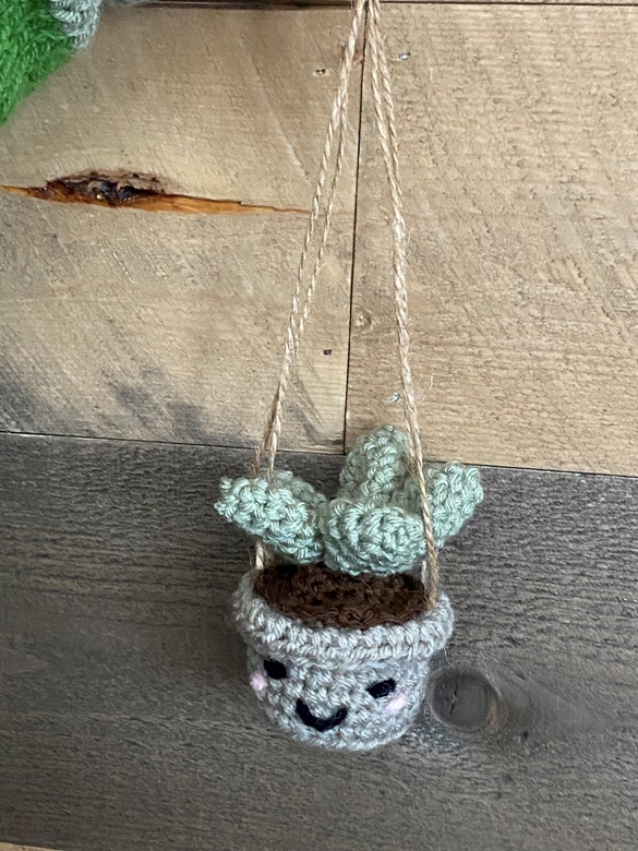  Cute Potted Plants Crochet Car Mirror Hanging