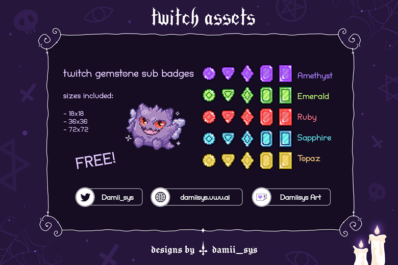 Twitch sub/bit badges // Crystal gem stones