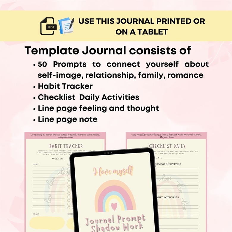 A6 Self Care Checklist Tracker, Self Help Journal, Daily Routine