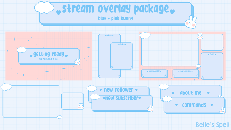 Stream Overlay Package - Arctic - Baby Blue & Pink