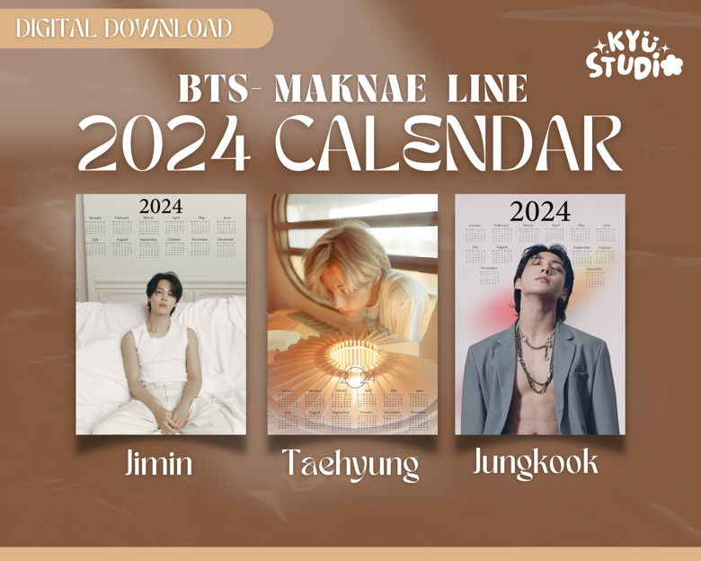 BTS 2024 CALENDAR JIMIN TAEHYUNG JUNGKOOK A4 (LIGHT) Kyu Studio